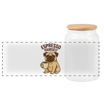 Espresso Yourself Illustration de Carlin - Boîte à biscuits avec couvercle en bois - blanc - Devant