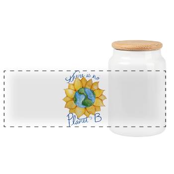 Message écologique Earth Sunflower - Boîte à biscuits avec couvercle en bois - blanc - Devant