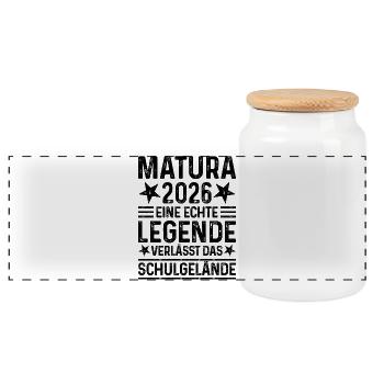 Matura 2026: A legend leaves the school grounds - Panoramic Cookie Jar with Wooden Lid - white - Front