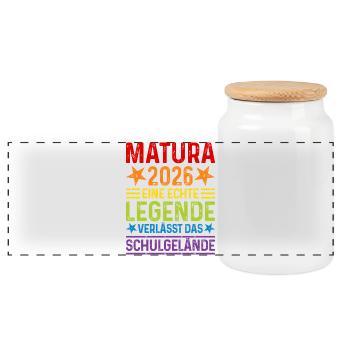 Matura 2026: A legend leaves the school grounds - Panoramic Cookie Jar with Wooden Lid - white - Front