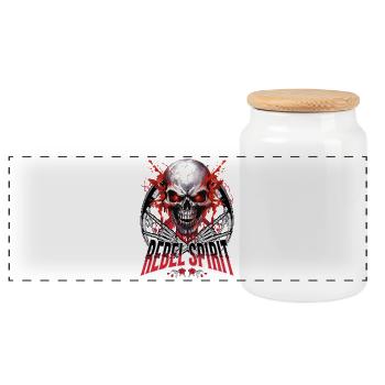 Totenkopf Totenschädel Skelett Motorrad Biker Gang - Panorama Keksdose mit Holzdeckel - Weiß - Vorne