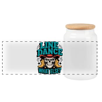 Line Dance Schädel mit Stiefeln - Panorama Keksdose mit Holzdeckel - Weiß - Vorne