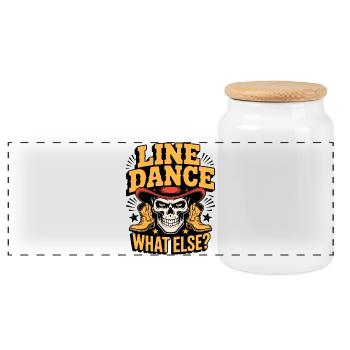 Line Dance Skull What Else - Panoramic Cookie Jar with Wooden Lid - white - Front