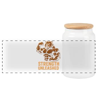 Strength Unleashed Bear - Panoramic Cookie Jar with Wooden Lid - white - Front