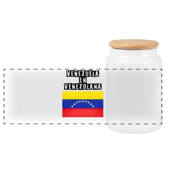 Venezuelas Flaggenbogen der Sterne - Panorama Keksdose mit Holzdeckel - Weiß - Vorne