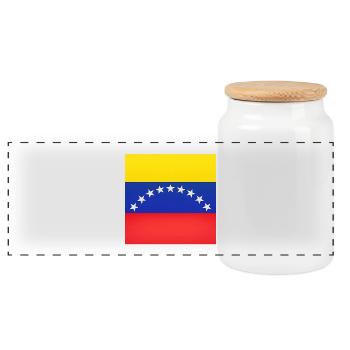 Venezuela Flag Arc Stars - Panoramic Cookie Jar with Wooden Lid - white - Front
