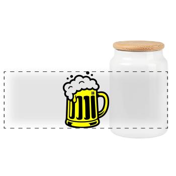 Bier Bierkrug Symbol - Panorama Keksdose mit Holzdeckel - Weiß - Vorne