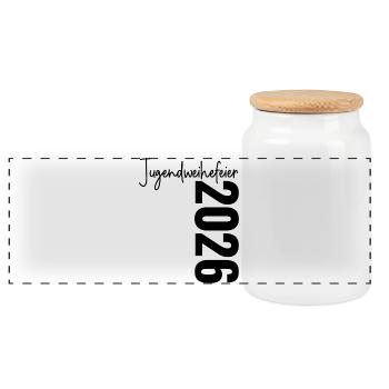 Jugendweihefeier 2026 - Panorama Keksdose mit Holzdeckel - Weiß - Vorne