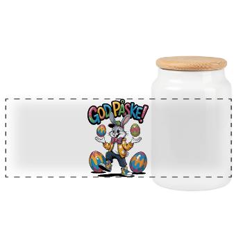 Easter bunny in colorful style - Panoramic Cookie Jar with Wooden Lid - white - Front