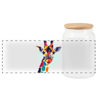 Motif coloré de tête abstraite de girafe - Boîte à biscuits avec couvercle en bois - blanc - Devant