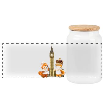 Faul und grummelig in London - Panorama Keksdose mit Holzdeckel - Weiß - Vorne
