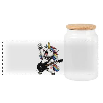 Rainbow Unicorn Rocker - Panoramic Cookie Jar with Wooden Lid - white - Front