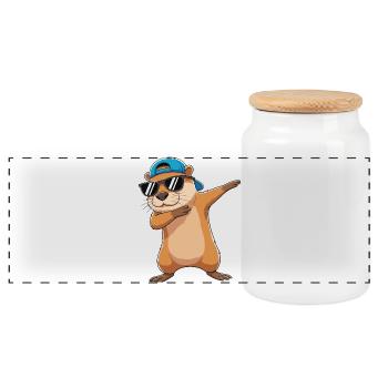 Dessin animé de lunettes de soleil Otter Cool Dabbing - Boîte à biscuits avec couvercle en bois - blanc - Devant