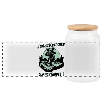 I'LL GO SCRATCH ON YOUR GRAVES! - Panoramic Cookie Jar with Wooden Lid - white - Front