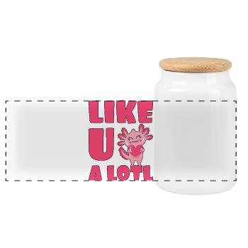 Like U A Lotl Axolotl Herz - Panorama Keksdose mit Holzdeckel - Weiß - Vorne