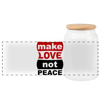 Make Love Not Peace - Panoramic Cookie Jar with Wooden Lid - white - Front
