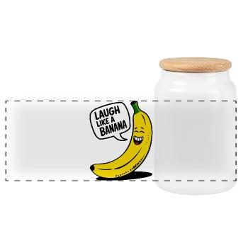 Laugh like a banana - Panoramic Cookie Jar with Wooden Lid - white - Front