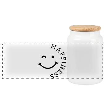 happiness smile - Panorama Keksdose mit Holzdeckel - Weiß - Vorne