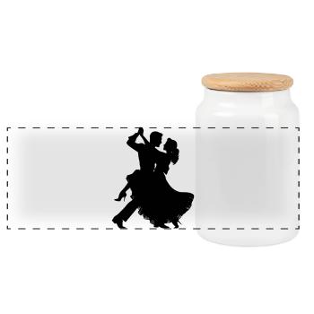 Silhouette du couple dansant | Motif de danse élégante - Boîte à biscuits avec couvercle en bois - blanc - Devant