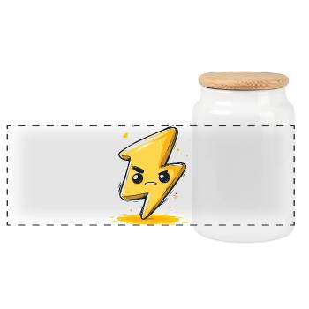 Kawaii Blitz-Pfeil Cartoon - Panorama Keksdose mit Holzdeckel - Weiß - Vorne