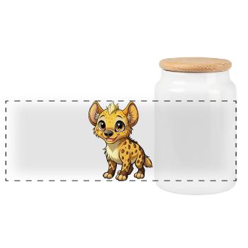 Bébé hyène - Boîte à biscuits avec couvercle en bois - blanc - Devant