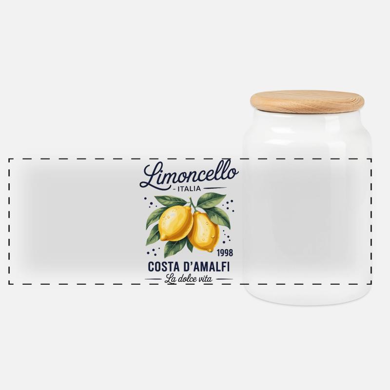 Amalfi Zest Limocello - Panorama Keksdose mit Holzdeckel - Weiß