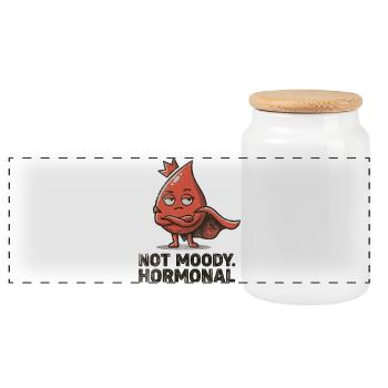 Not Moody Hormonal – Funny Period Statement - Panoramic Cookie Jar with Wooden Lid - white - Front
