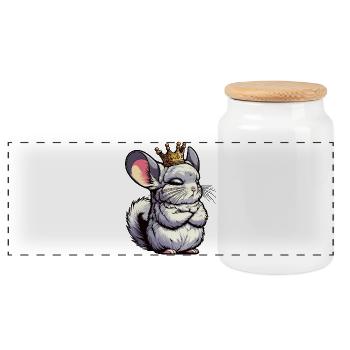 Chinchilla Chinchillas Chinchilla Owner Rodent - Panoramic Cookie Jar with Wooden Lid - white - Front