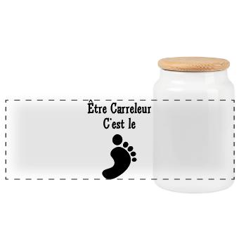 Être carreleur c'est le pied – passion métier  - Boîte à biscuits avec couvercle en bois - blanc - Devant