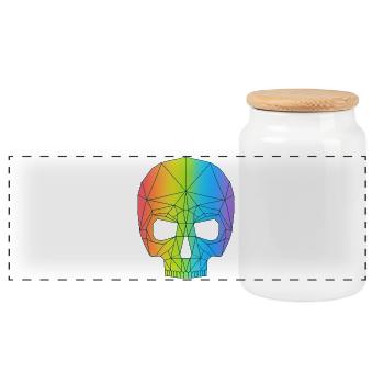 Crâne en couleur - Boîte à biscuits avec couvercle en bois - blanc - Devant