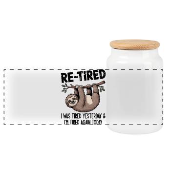 Re-tired – Design amusant pour la retraite - Boîte à biscuits avec couvercle en bois - blanc - Devant