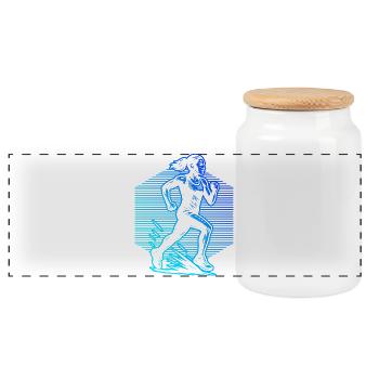 Pure Running Focus - Panoramic Cookie Jar with Wooden Lid - white - Front