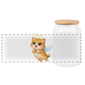 Adorateurs de dessins animés adorateurs de dessins animés chats ange avec ailes - Boîte à biscuits avec couvercle en bois - blanc - Devant