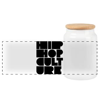 Conception audacieuse du logo de la culture hip-hop - Boîte à biscuits avec couvercle en bois - blanc - Devant