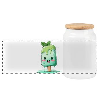 Pops Kawaii vert menthe - Boîte à biscuits avec couvercle en bois - blanc - Devant