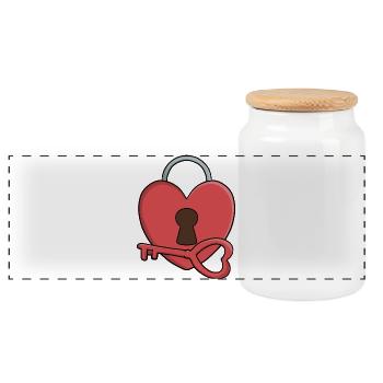Schlüssel zu meinem Herzen und Schlüssel Valentinstag - Panorama Keksdose mit Holzdeckel - Weiß - Vorne