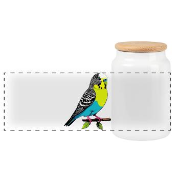 Perruche perruche jaune bleu colorée sur la branche - Boîte à biscuits avec couvercle en bois - blanc - Devant