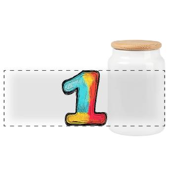1 Number Multicolored - Panoramic Cookie Jar with Wooden Lid - white - Front
