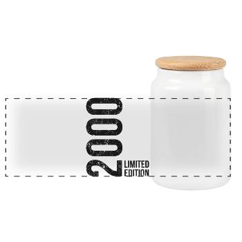 Jahrgang 2000 Limited Edition 26. Geburtstag - Panorama Keksdose mit Holzdeckel - Weiß - Vorne