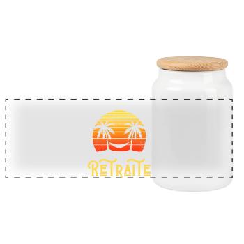 Retreat 2026, legend and freedom - Panoramic Cookie Jar with Wooden Lid - white - Front