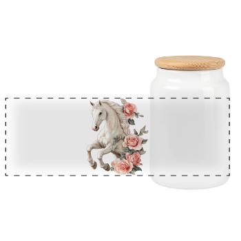 Roses vintage de chevaux - Boîte à biscuits avec couvercle en bois - blanc - Devant
