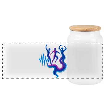 Soundwave Energy Flow Dance Design - Panoramic Cookie Jar with Wooden Lid - white - Front