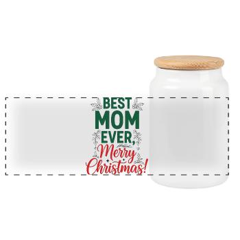 Weihnachten Mama - Panorama Keksdose mit Holzdeckel - Weiß - Vorne