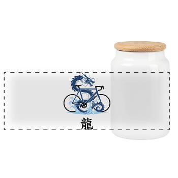Géométrie de la Marée du Dragon - Boîte à biscuits avec couvercle en bois - blanc - Devant