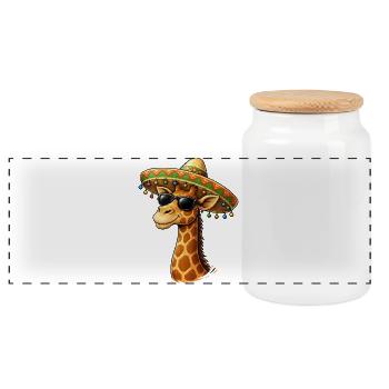 Giraffe im Sombrero und Sonnenbrille - Panorama Keksdose mit Holzdeckel - Weiß - Vorne