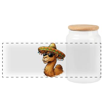 Sourire de chameau avec sombrero - Boîte à biscuits avec couvercle en bois - blanc - Devant