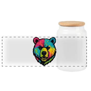 Ours mal léché Pop Art - Boîte à biscuits avec couvercle en bois - blanc - Devant