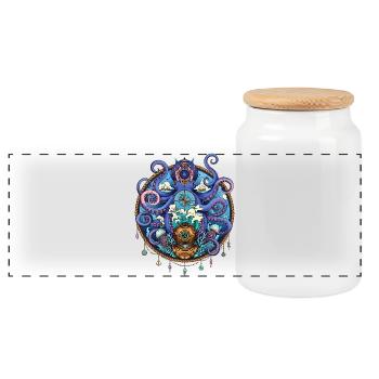 Nautical Squid Compass - Panoramic Cookie Jar with Wooden Lid - white - Front