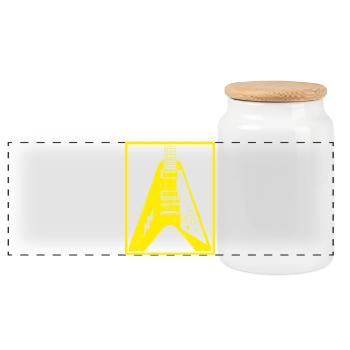 Electric Guitar Silhouette - Panoramic Cookie Jar with Wooden Lid - white - Front