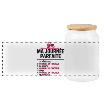 Ma journée parfaite conduire un tracteur - Boîte à biscuits avec couvercle en bois - blanc - Devant